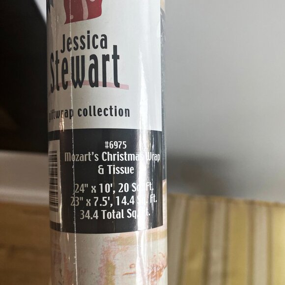 VTG Jessica Stewart Mozart's Violin Christmas Wrap  & Matching Tissue #6976 NOS - Picture 9 of 10